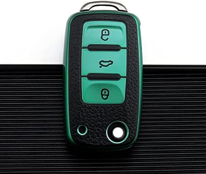 TPU Leather Car Key Cover Case For Sagitar Jetta Polo Passat Golf Scirocco Santana Octavia In Color Emeralds A - Image 1